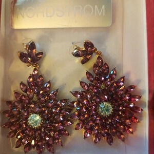 NWOT Nordstrom Rhinestone Sunburst Style Pierced Earrings